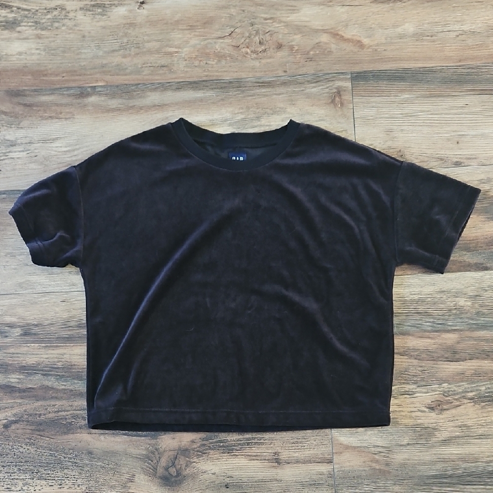 Gap Black Velvet T-Shirt, Womens Small